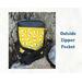 Cute crossbody travel bag with three pockets.  Bee print and Sun yellow lining.  Long strap and Goldtone hardware.